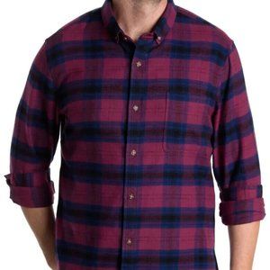 14TH & UNION Red-Blue Cascade Grindle Trim Fit Flannel Shirt Size M NWT